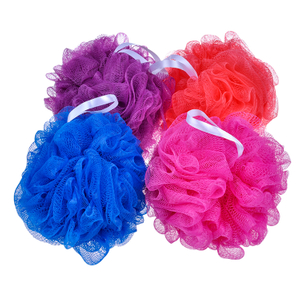 Customized Weight And Color Soft Rich Bubble Bath Loofah Ball Sponge Shower Puff TJ110