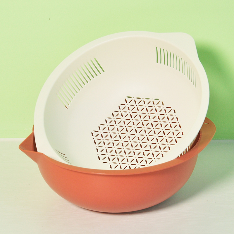 Double Layer Round Kitchen Drain Basket Large Capacity Thickened Household