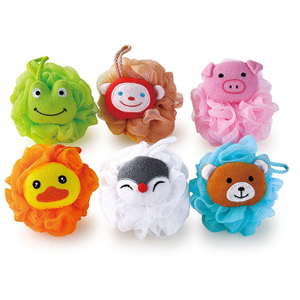 Bath Sponge Custom Cartoon Shape Baby Bath Sponge Natural Loofah Animal Bath Ball For Kids TJ064