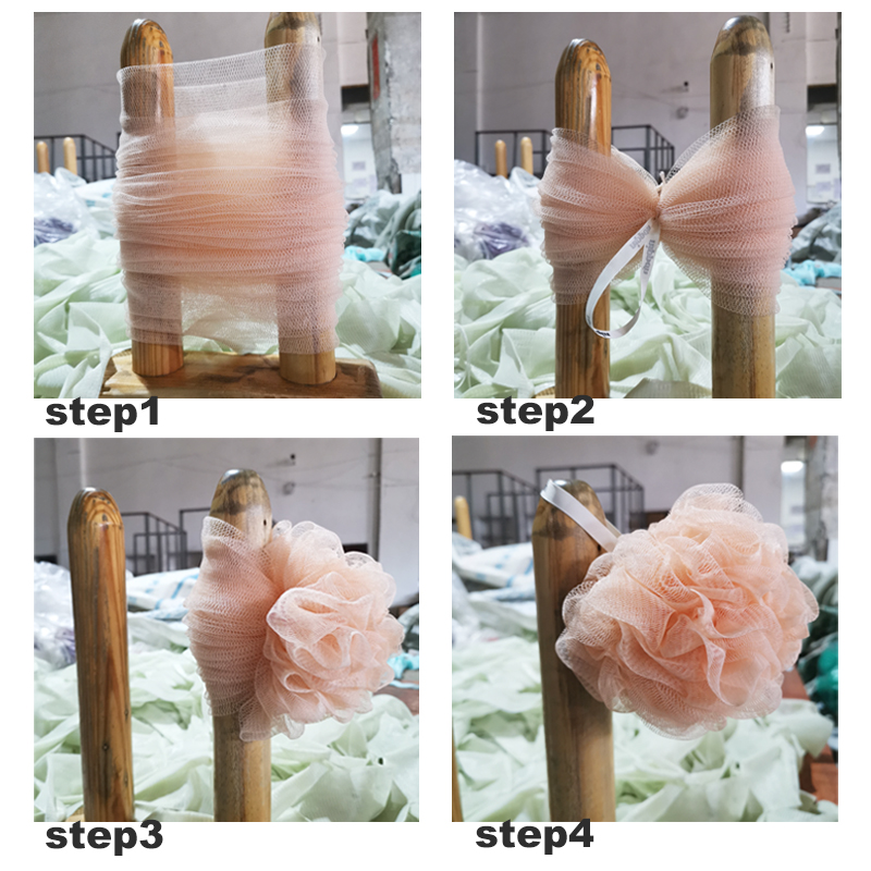 How to shape a bath pouf?